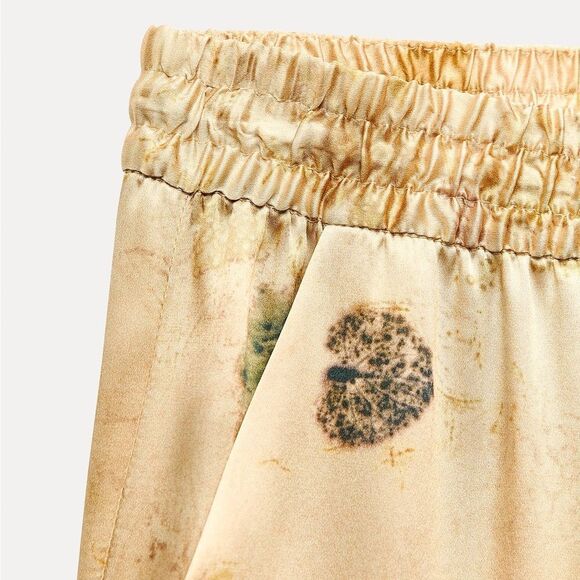Zara ZW Collection 100% Silk Printed Pants New - Picture 2 of 3